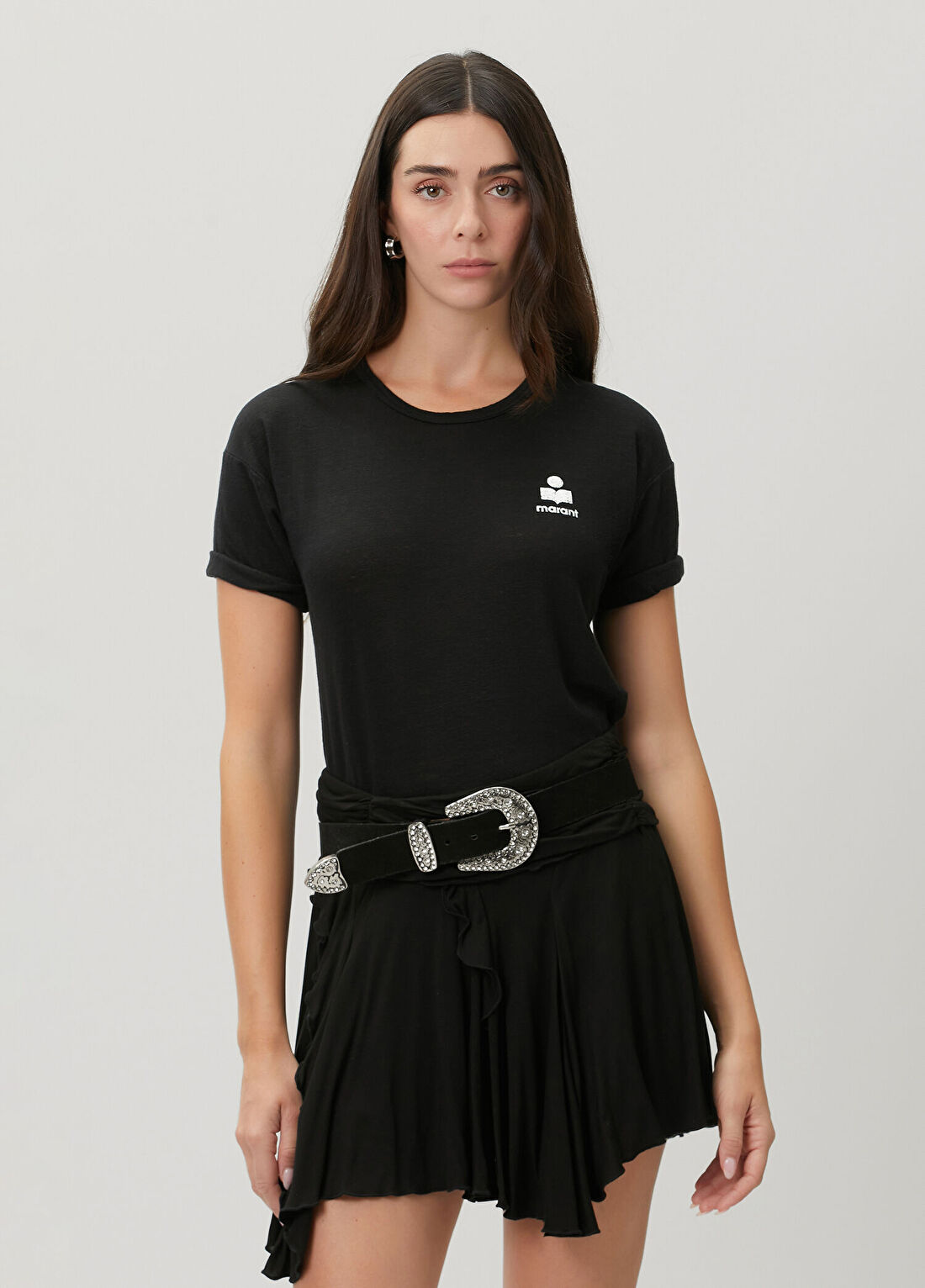 Marant Etoile Zewel Siyah Keten T-shirt