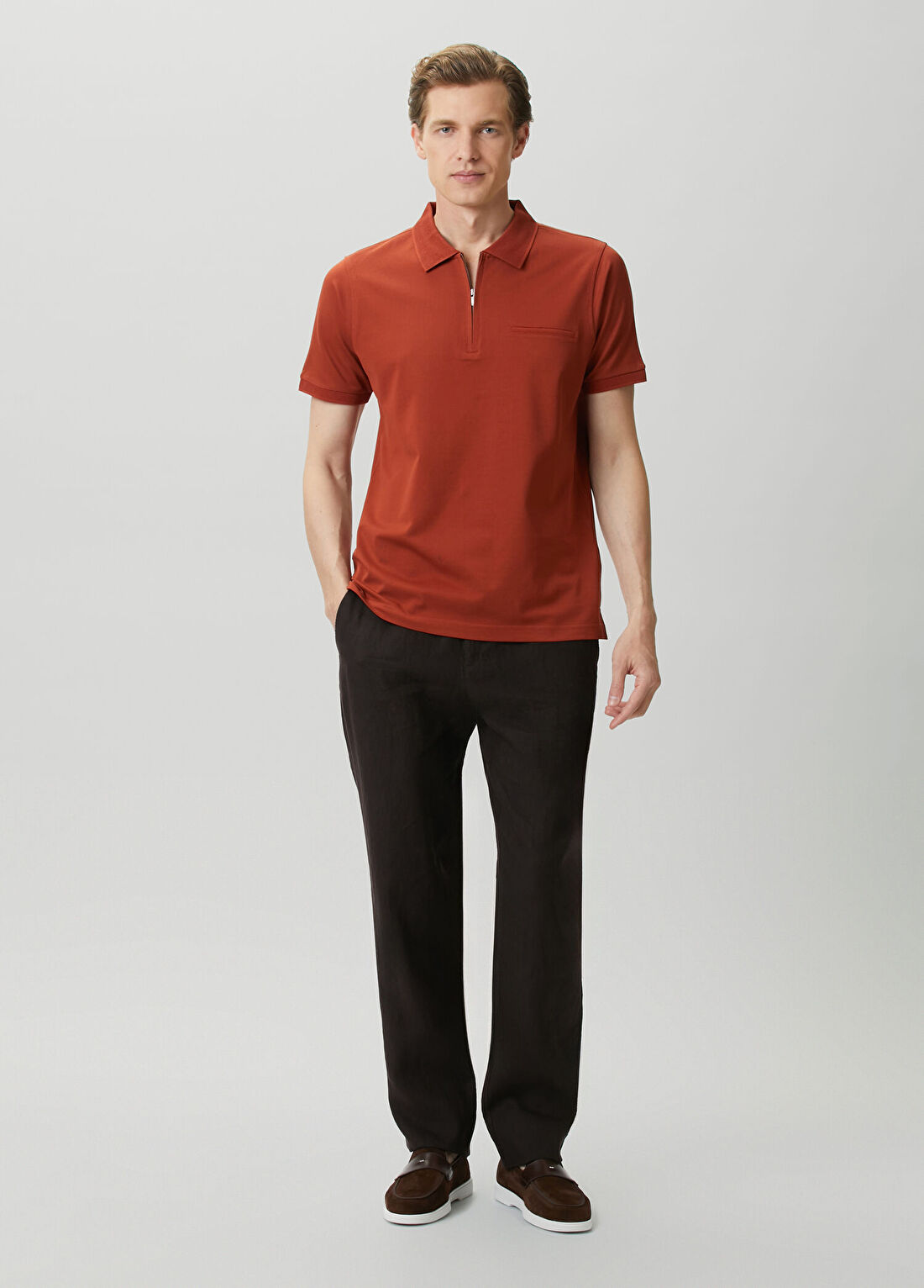Beymen Collection Turuncu Polo Yaka Cep Detaylı T-shirt görsel 3