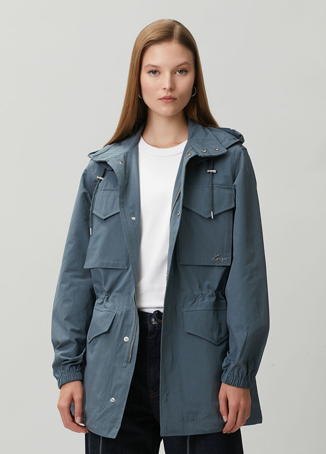 Kenzo Petrol Kapüşonlu Rüzgarlık