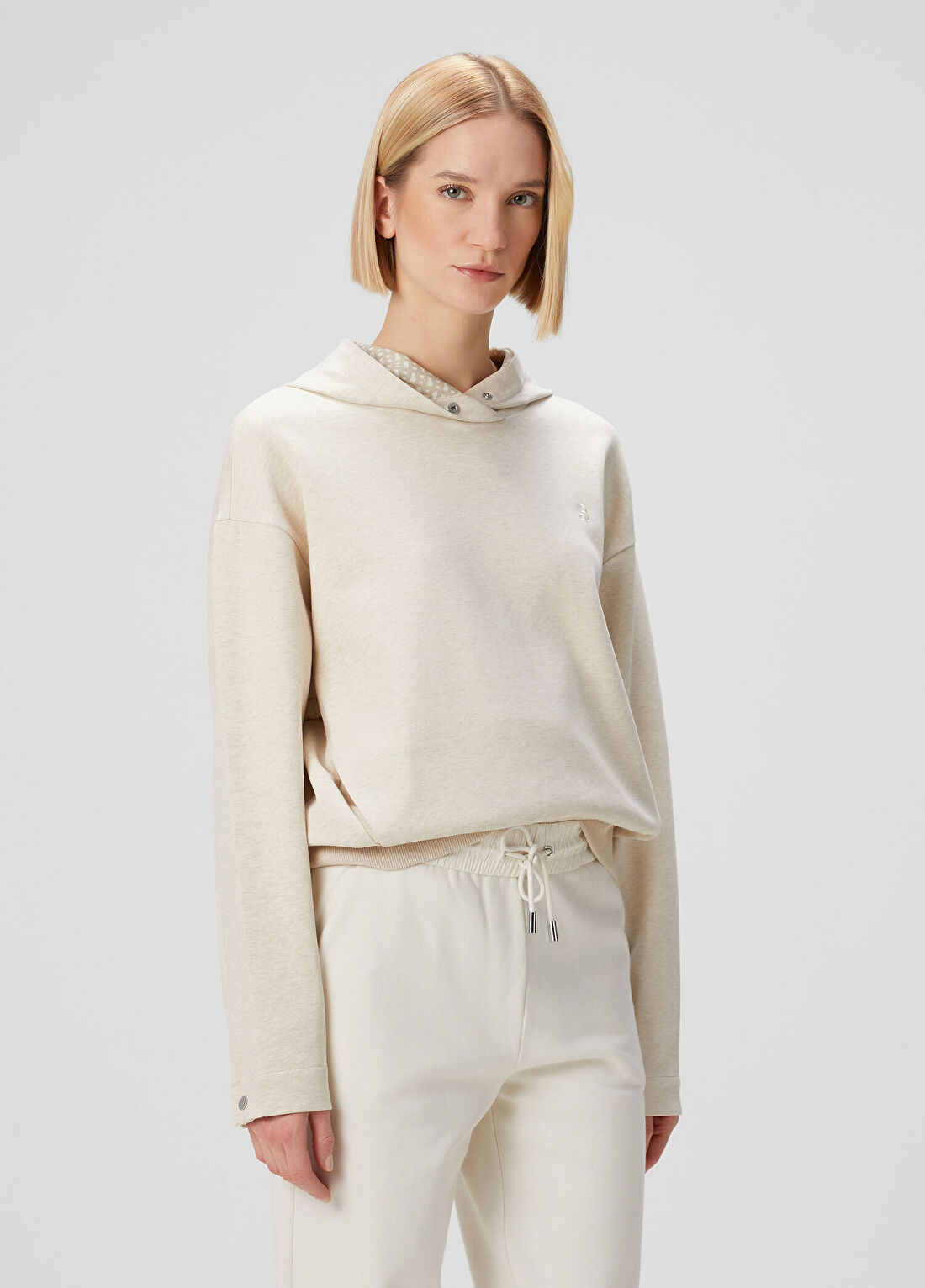 Boss Kırık Beyaz Kapüşonlu Sweatshirt görsel 3