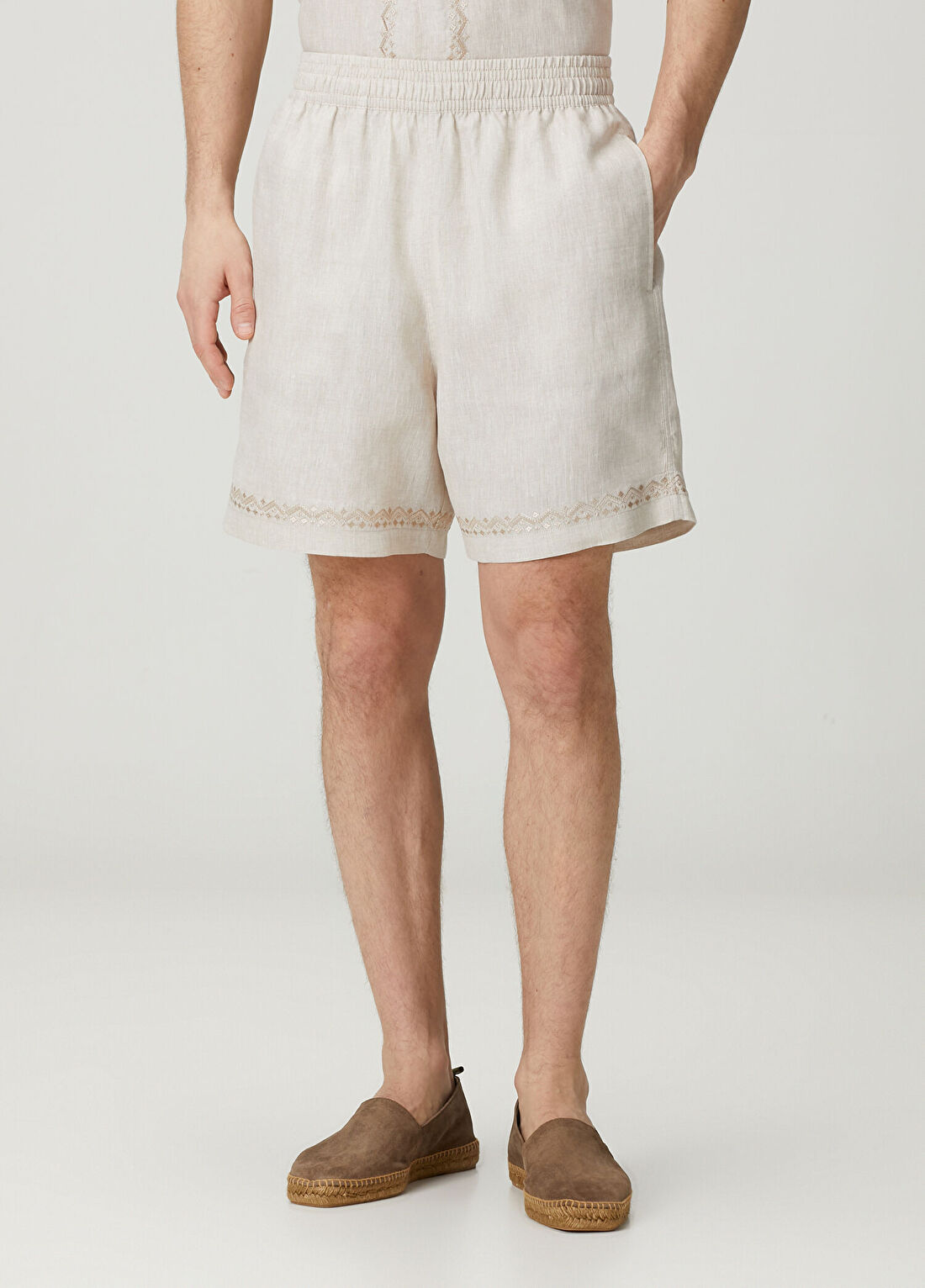 True Tribe Smooth Krem Keten Bermuda görsel 2