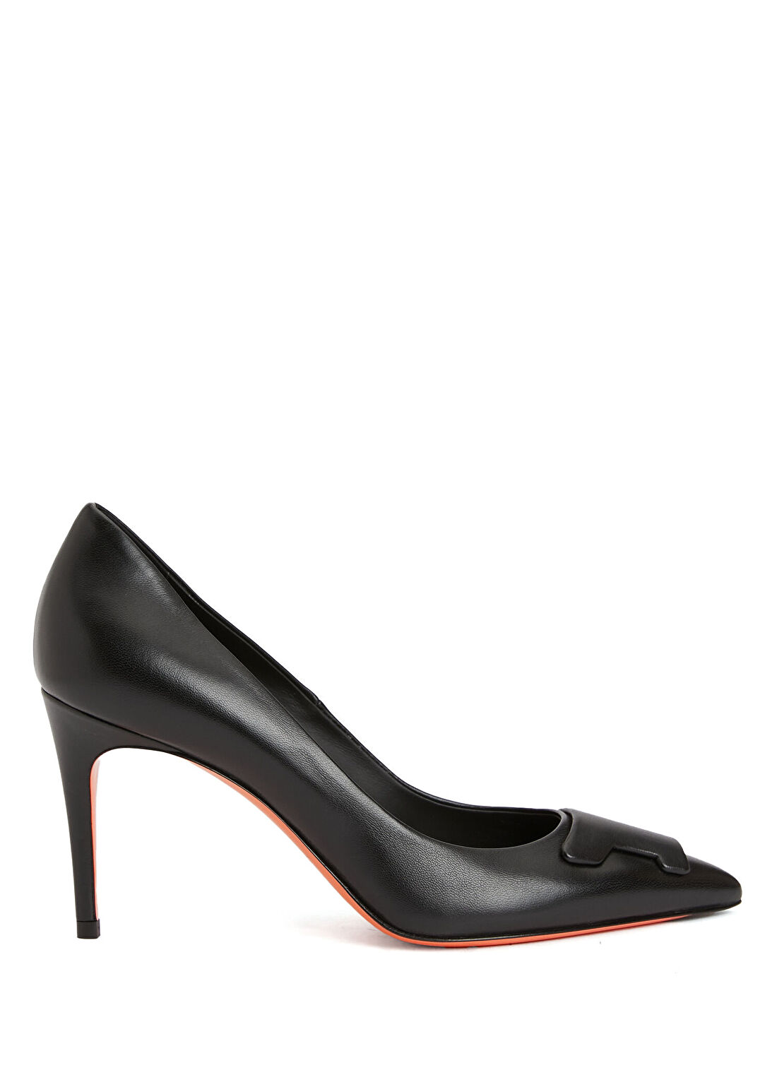 Santoni Siyah Deri Stiletto
