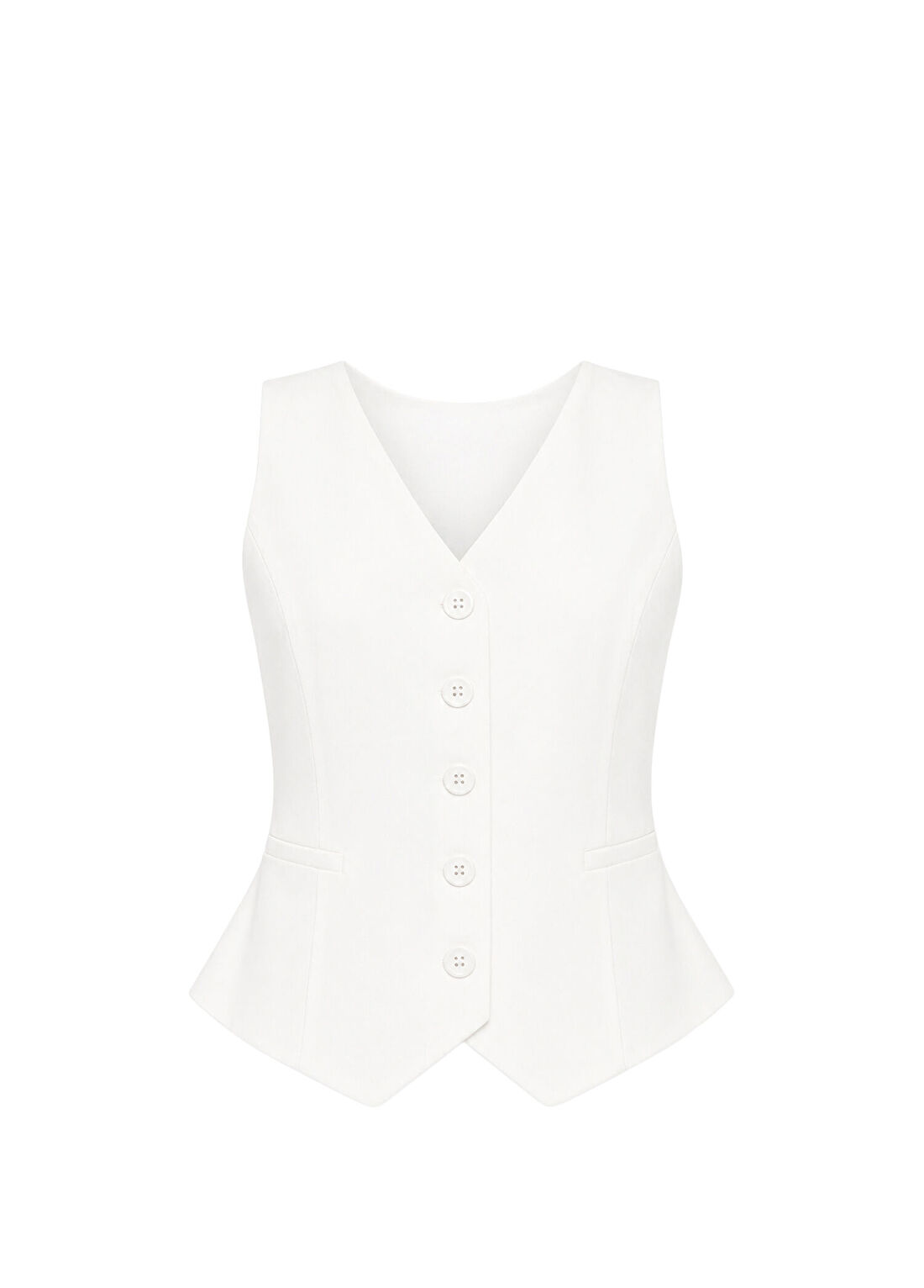 Monlicia Corinne Beyaz Tencel Fitted Kadın Yelek