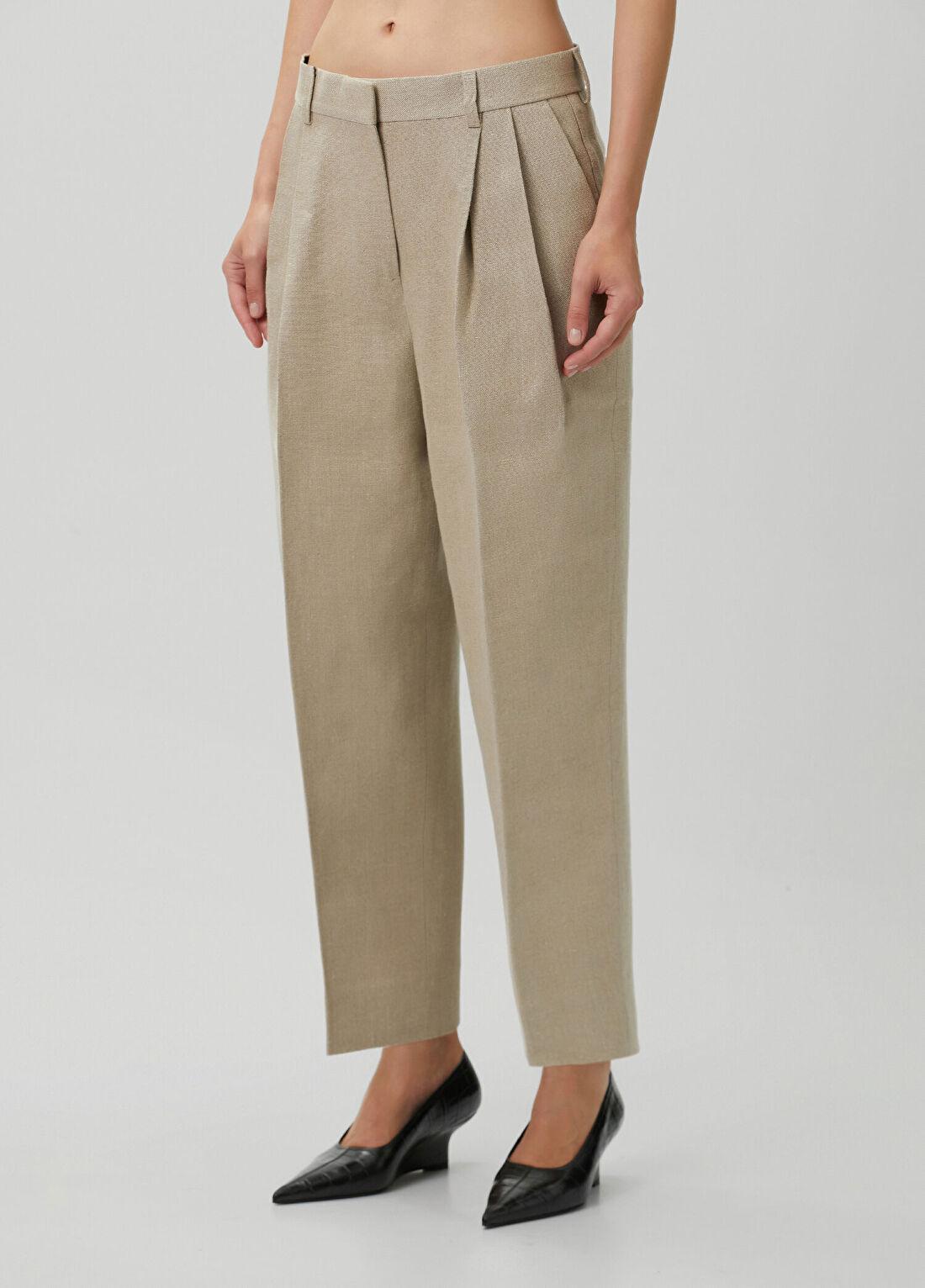 Toteme Bej Crop Keten Pantolon görsel 3