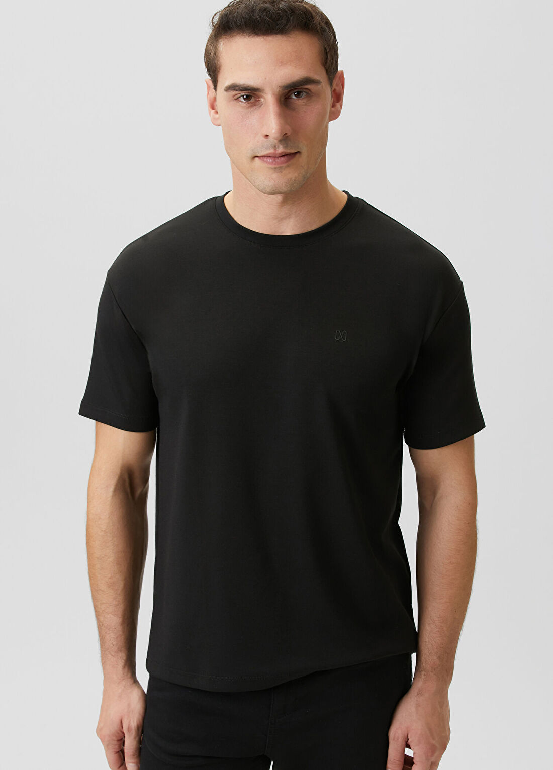 Network Comfort Siyah Basic Bisiklet Yaka Modal T-shirt