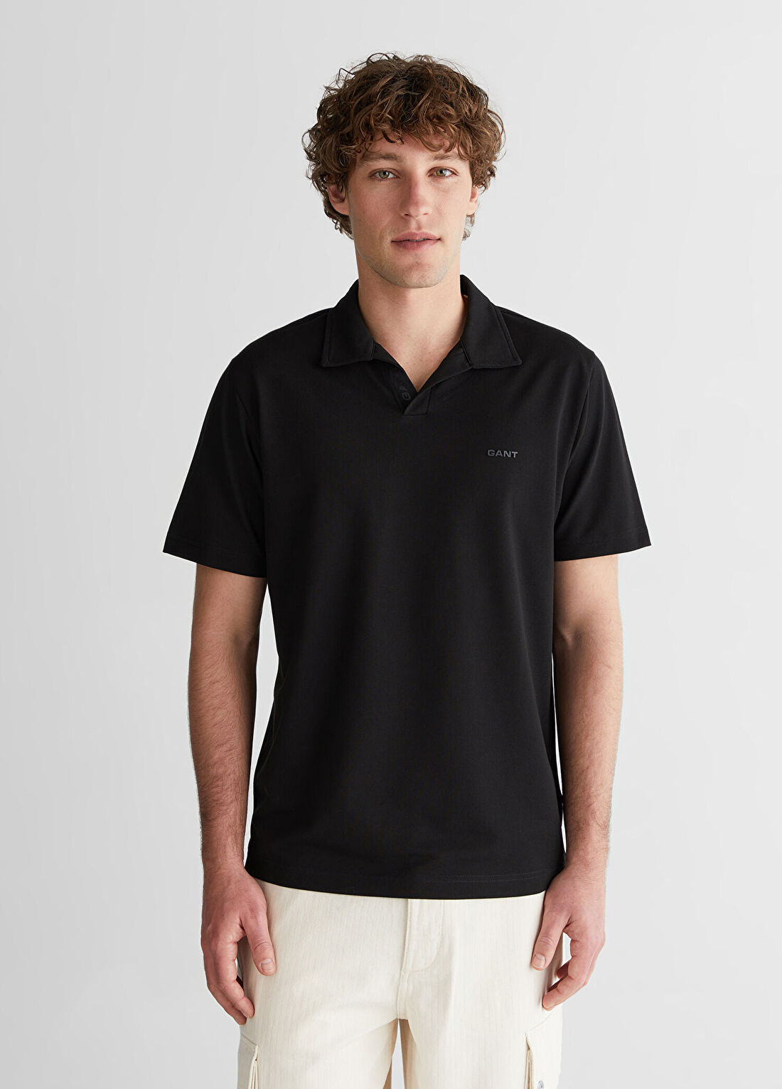 Gant Siyah Baskılı Polo Yaka Regular Fit Kısa Kollu Erkek T-Shirt