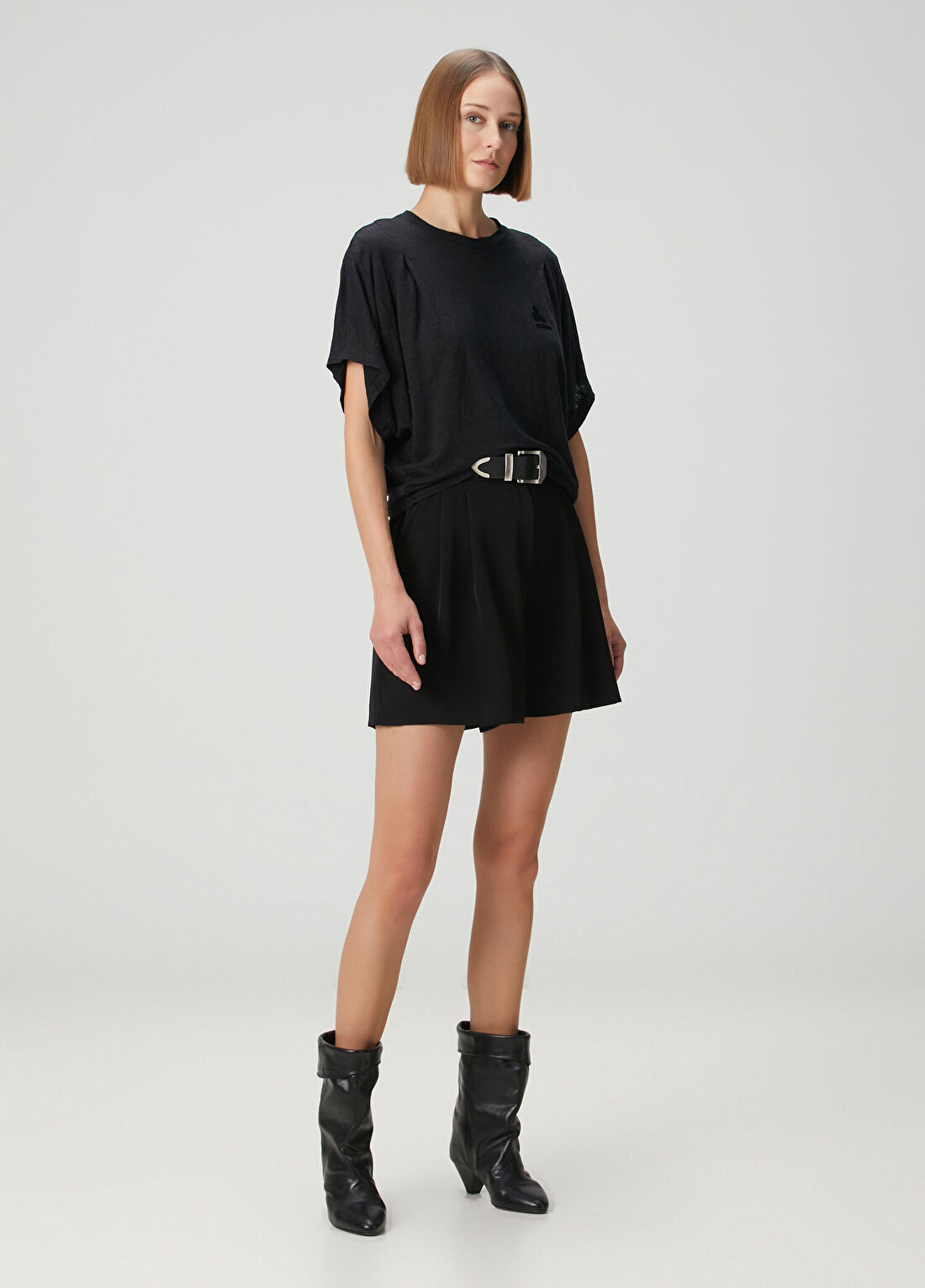 Marant Etoile Kyanzae Siyah Keten T-shirt görsel 2
