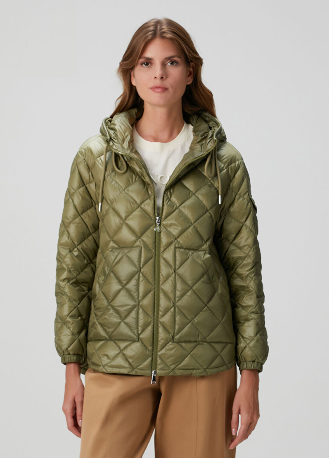 Moncler Haki Kapüşonlu Puff Ceket