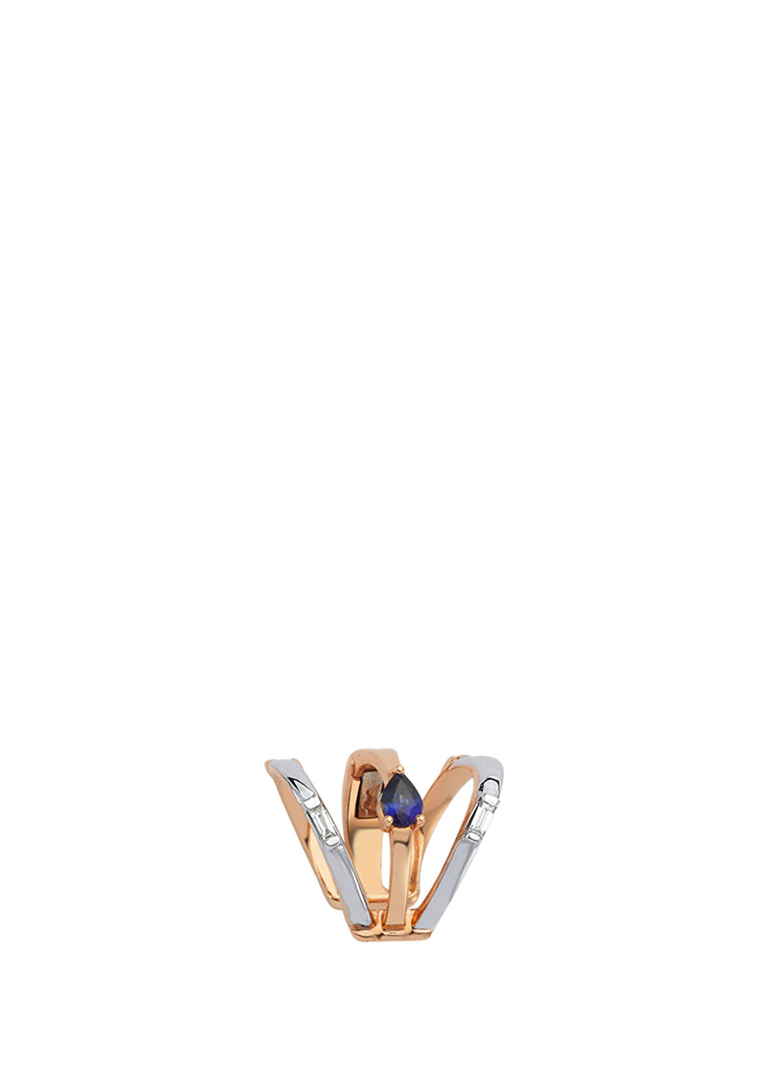 Bee Goddess Mondrian 3 Sıra Safir Baget Altın Kıkırdak Küpesi