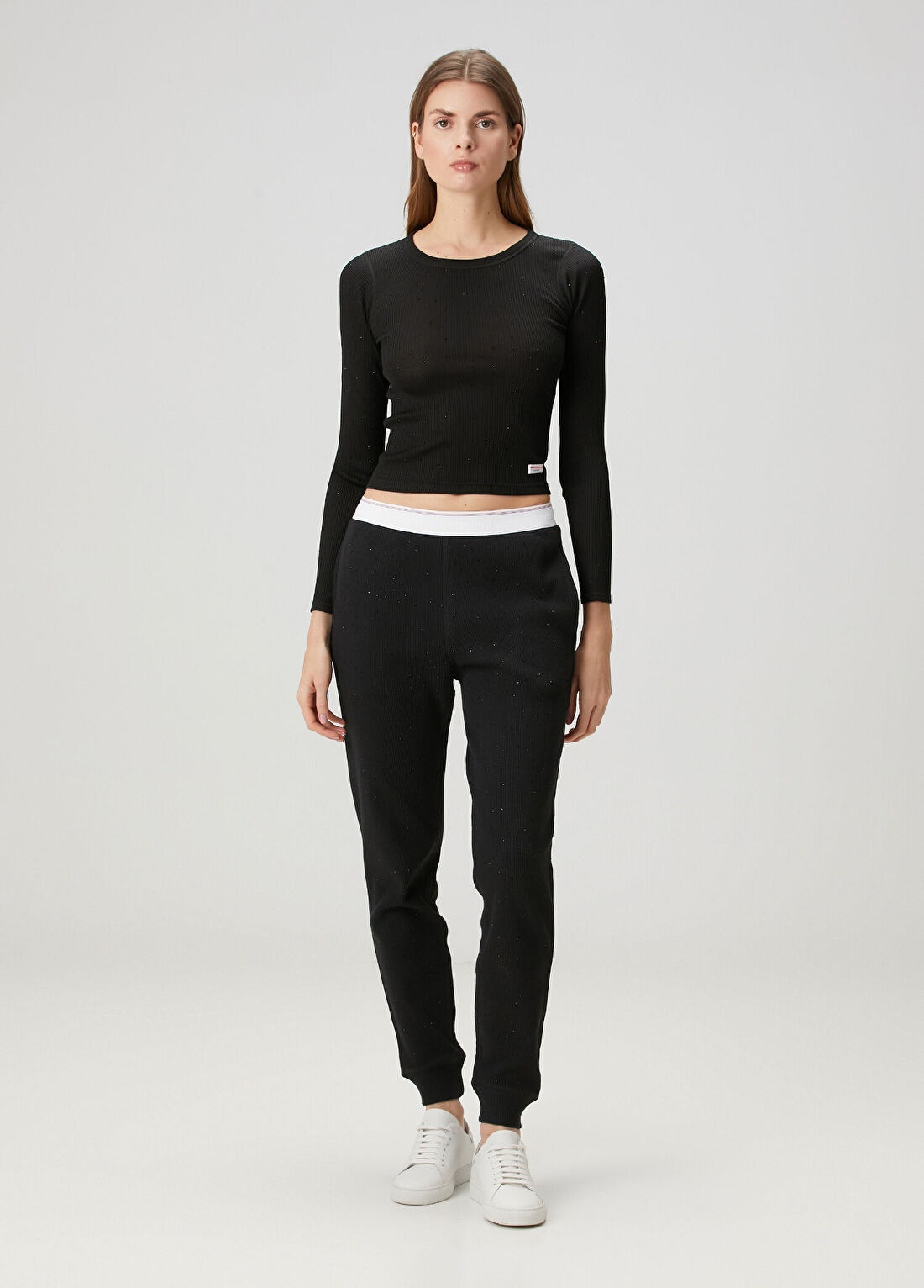 Alexander Wang Siyah Waffle Dokulu Jogger Pijama Altı