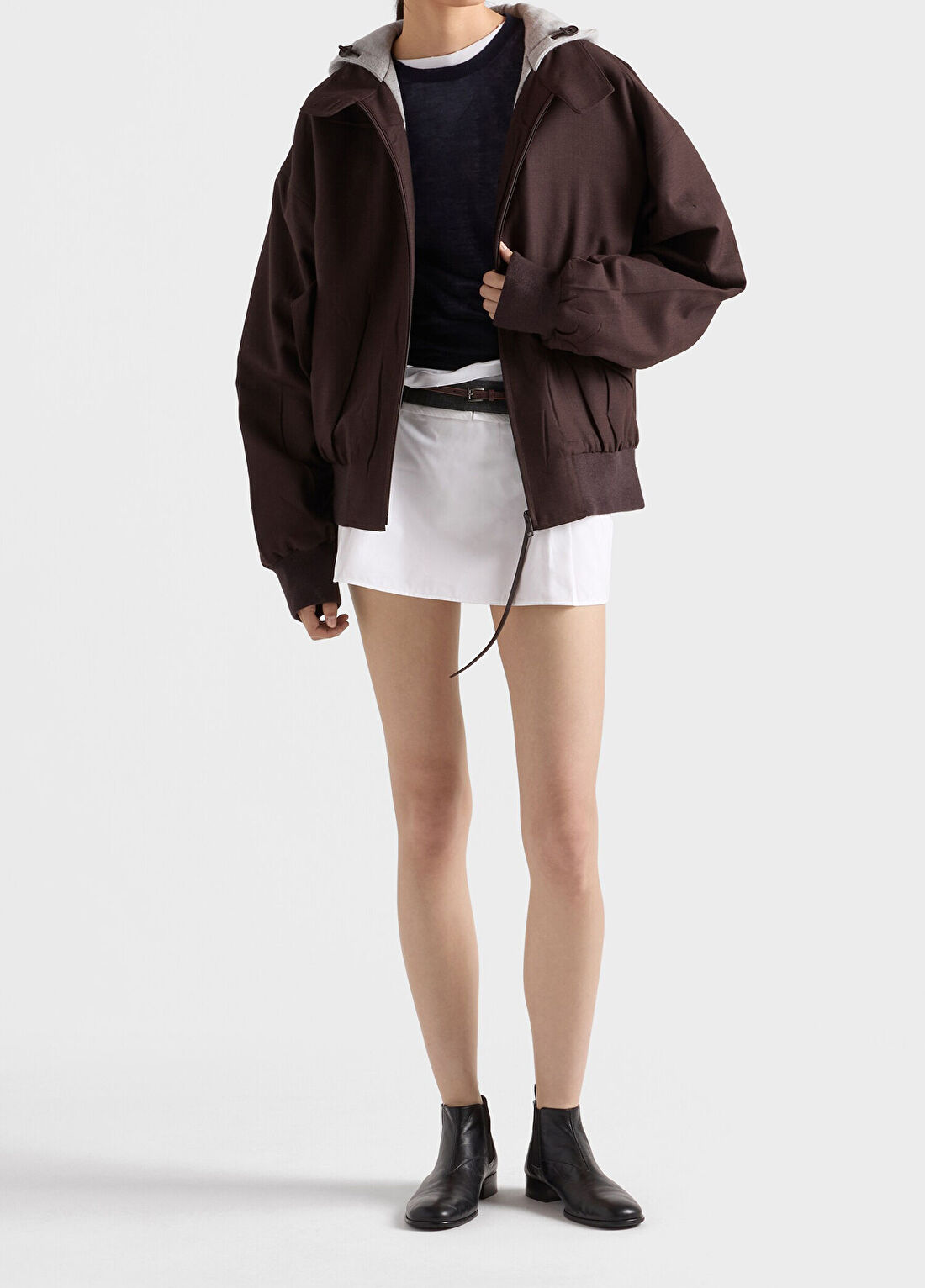 Prada Beyaz Poplin ve Rush Dikişli Kadın Mini Etek görsel 2