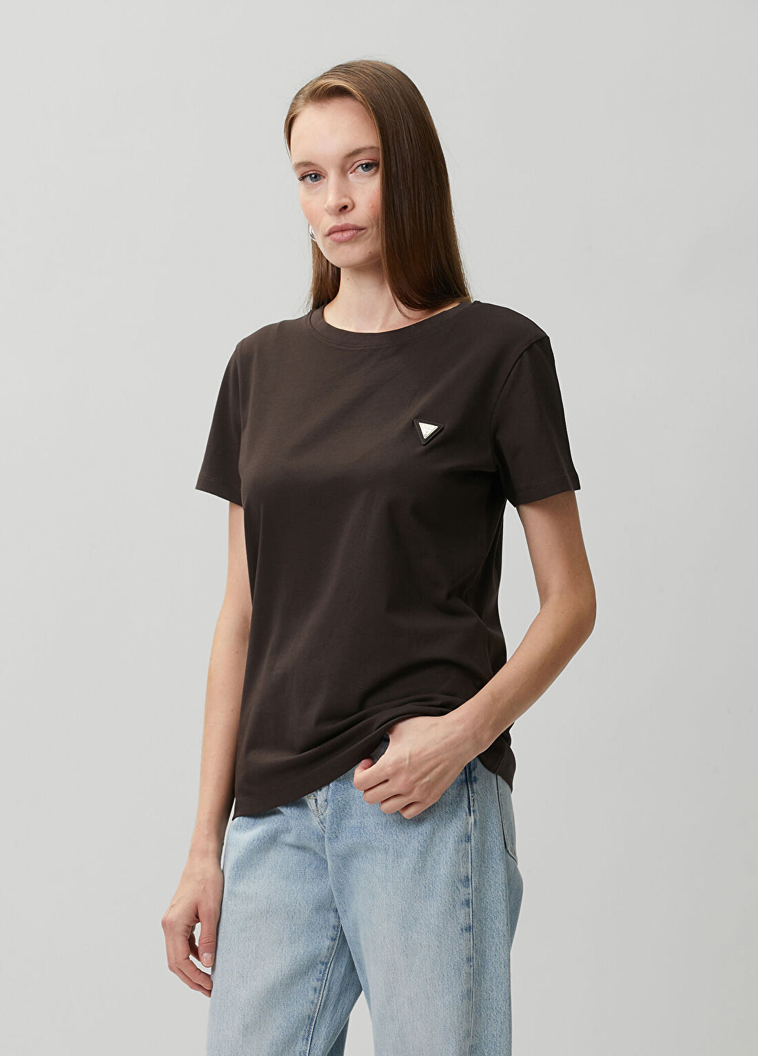 Guess Colette Regular Fit Kahverengi T-shirt görsel 3