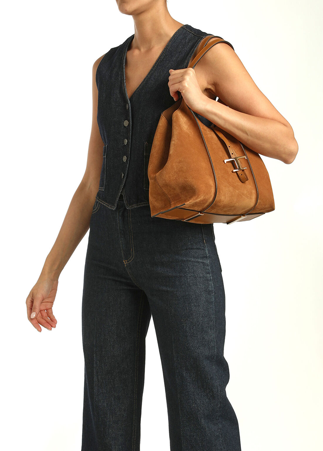 Tod's Camel Kadın Süet Alışveriş Çantası görsel 2