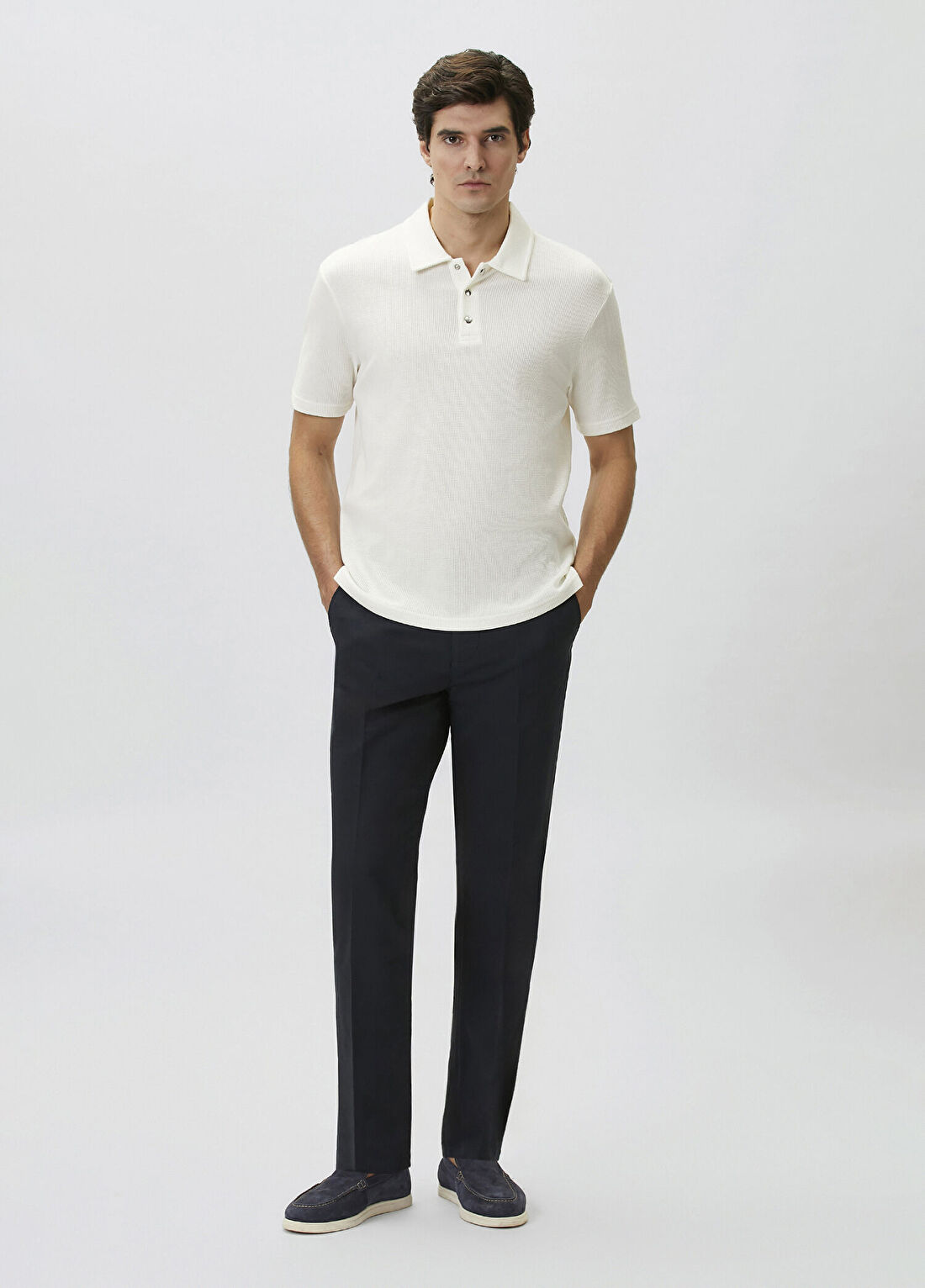 Network Lacivert Pileli Chino Casual Pantolon