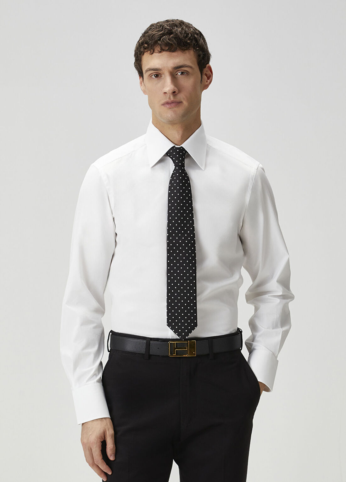 Tom Ford Slim Fit Kırık Beyaz Poplin Gömlek