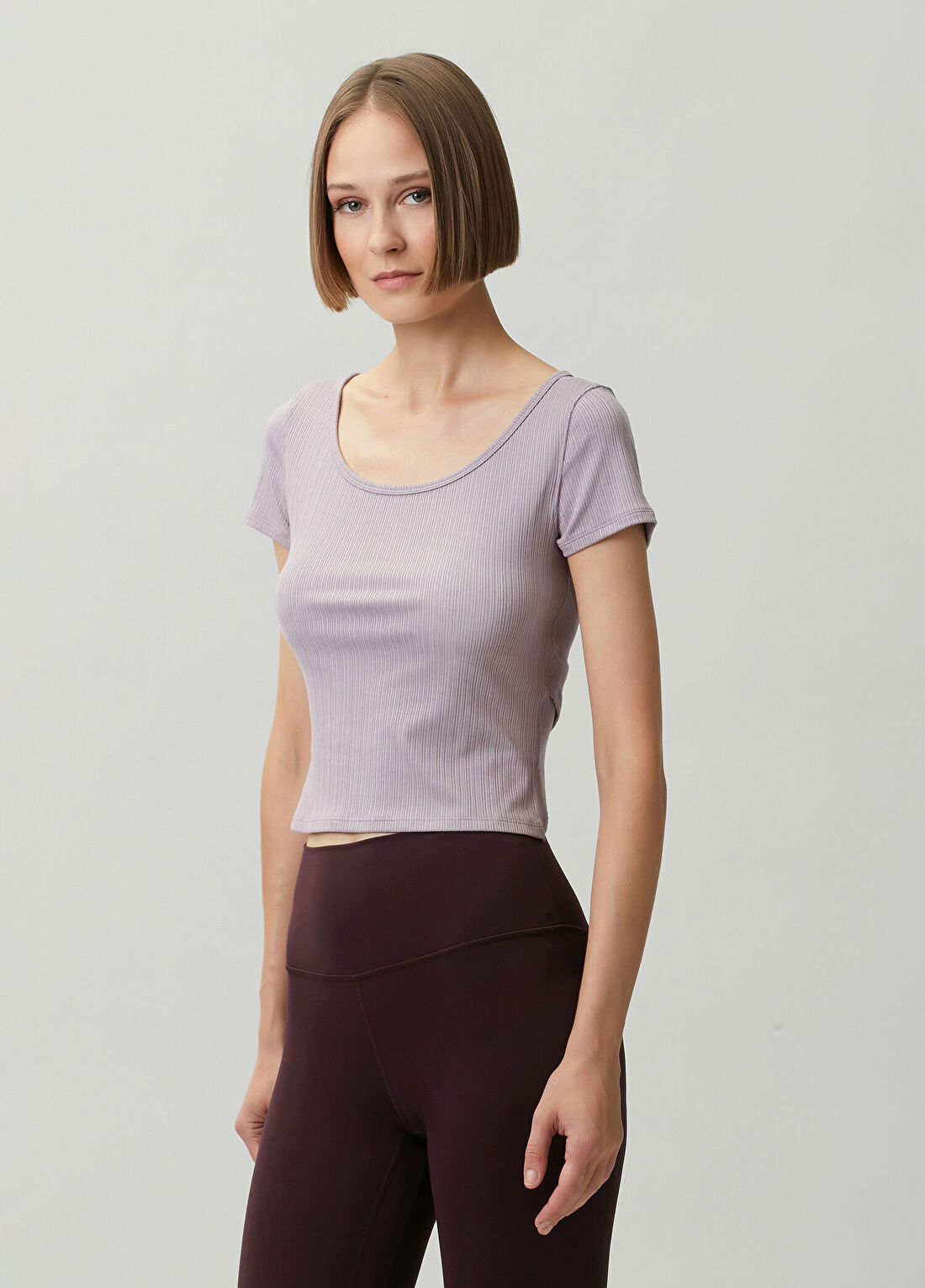 lululemon Hold Tight Micro-Rib Cross-Back Lila T-Shirt görsel 3