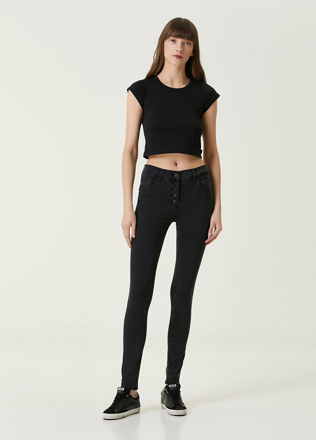 Dare London Fierce Gri Dar Paça Kadın Jean Pantolon