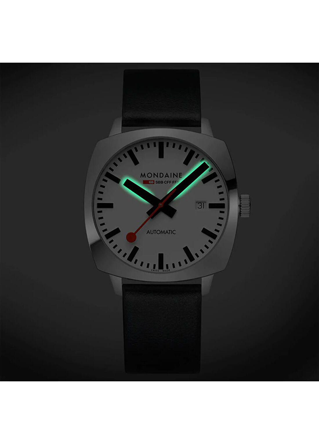 Mondaine Grand Cushion MSL.3961B.LBV Siyah Deri Erkek Kol Saati görsel 2
