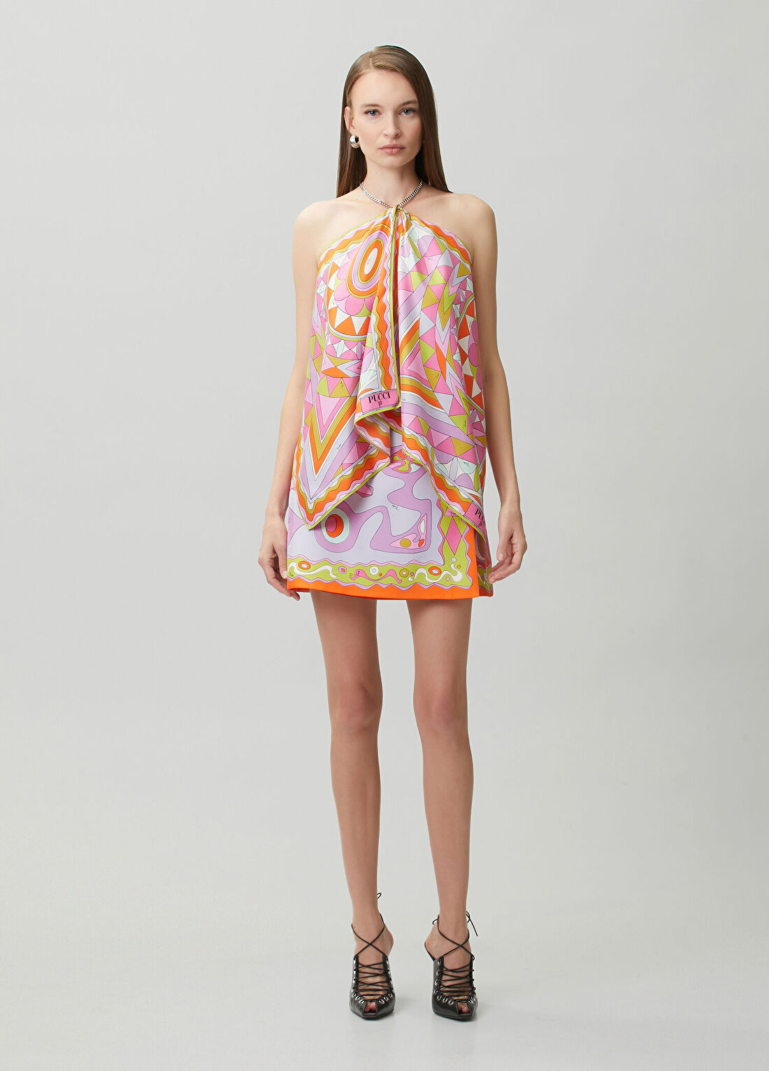 Pucci Desenli Mini İpek Etek