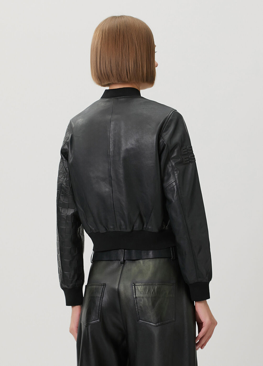 AllSaints x Williams Orten Siyah Deri Bomber Ceket görsel 4