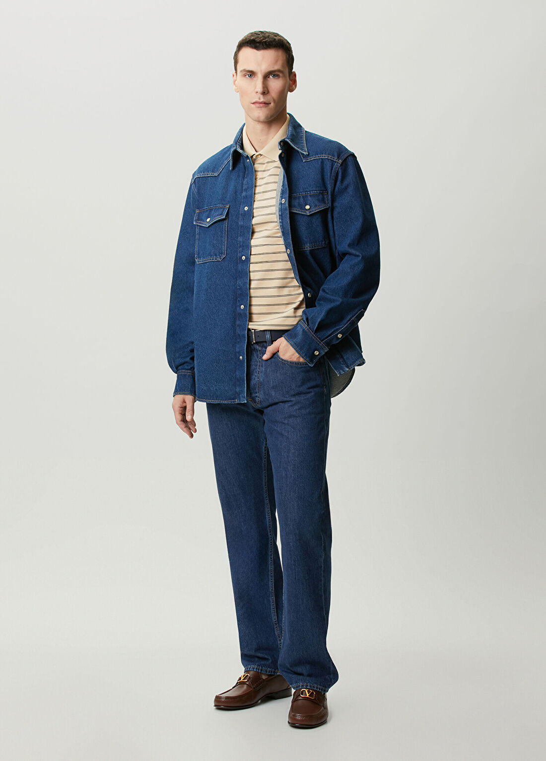 Valentino Lacivert Denim Gömlek görsel 2