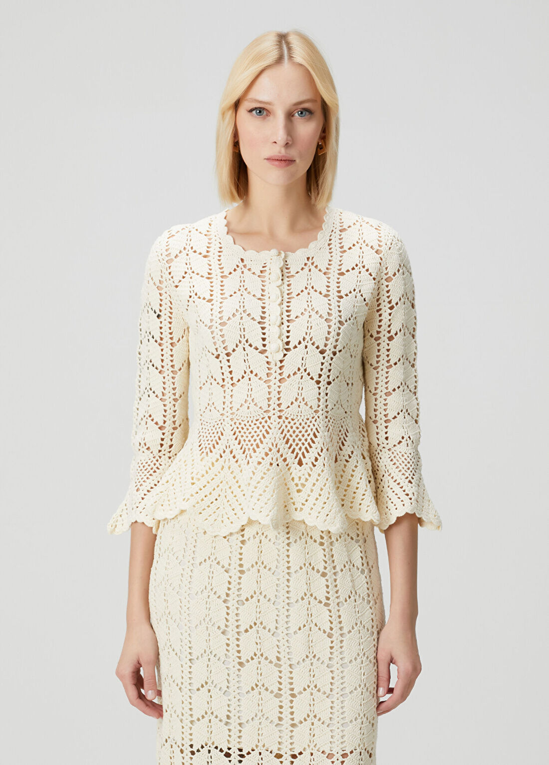 Zimmermann Awaken Lace Krem Kroşe Bluz