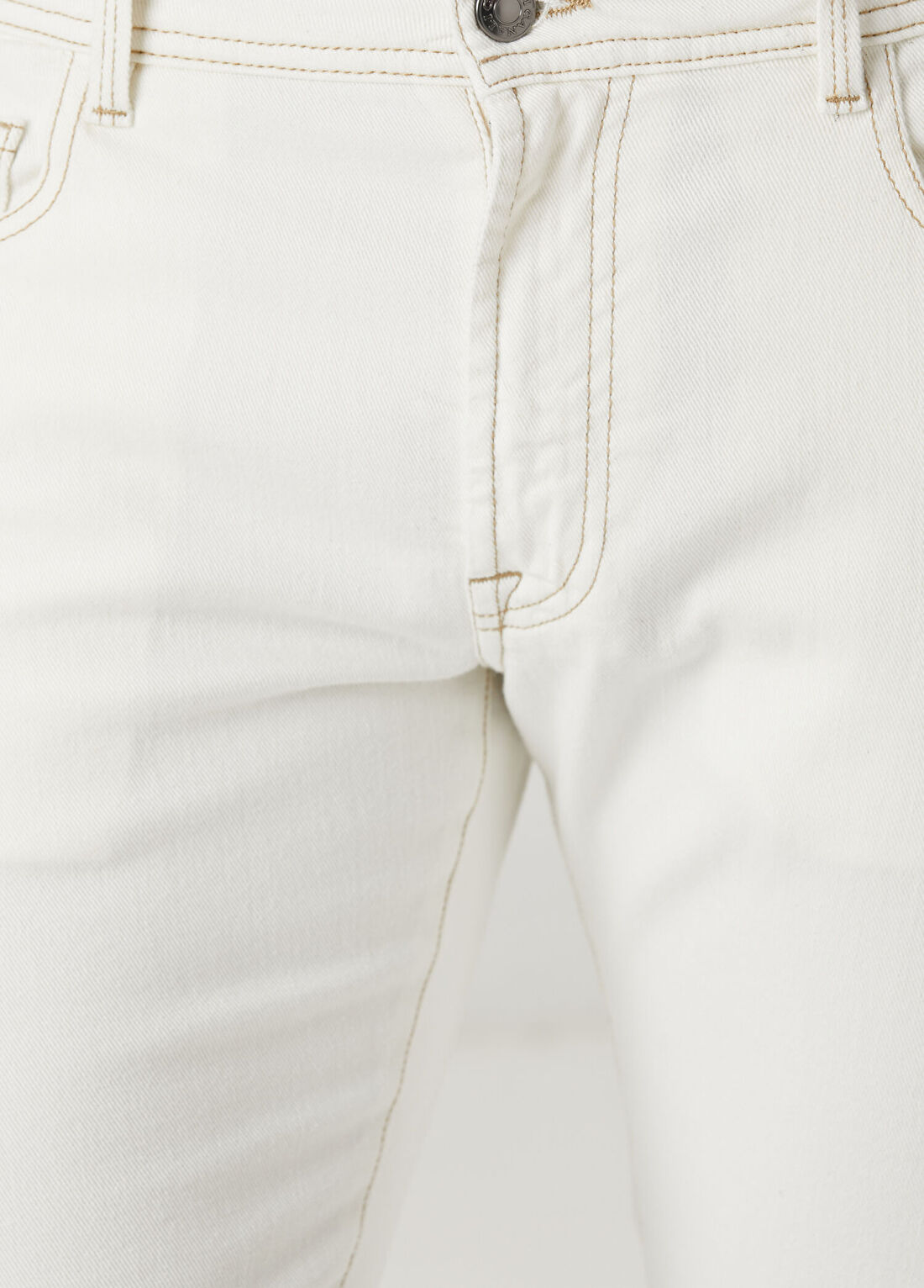 Canali Beyaz Kontrast Dikişli Jean Pantolon görsel 4