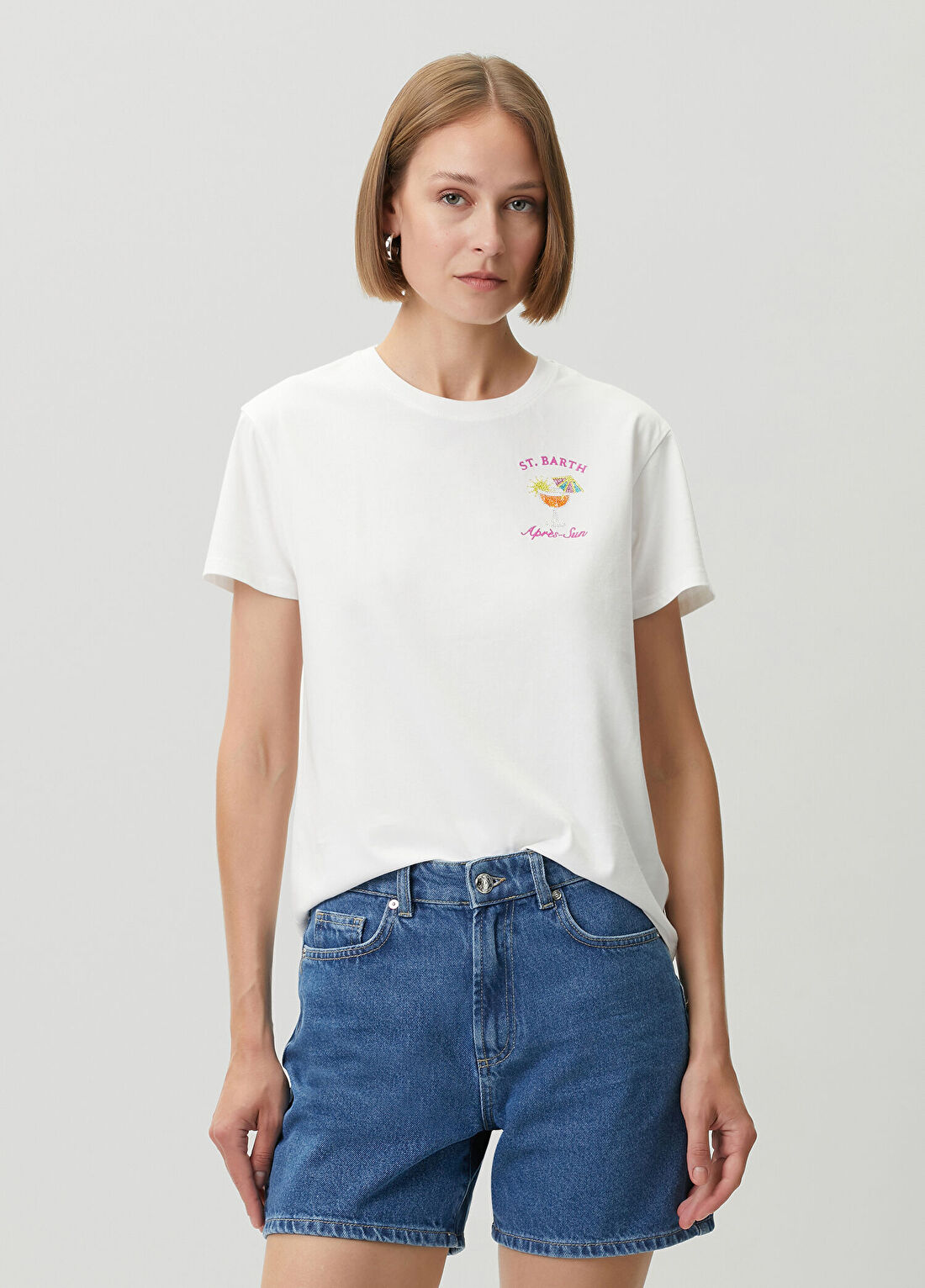 MC2 (Saint Barth) Emilie Beyaz Taşlı T-shirt