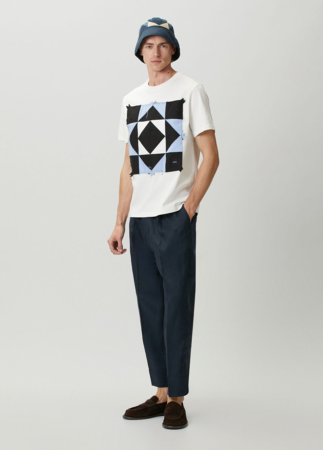 A.P.C. Beyaz Patchwork Detaylı T-shirt görsel 2