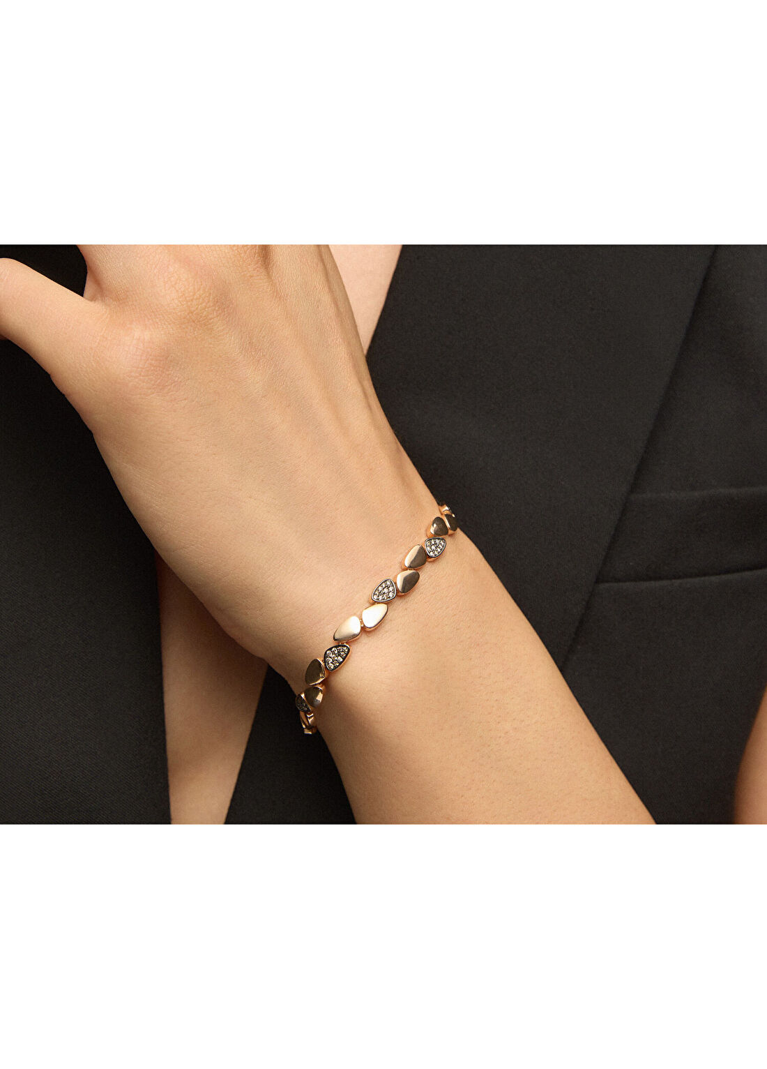 Reis Kuyumculuk Path and Track Bracelet Pırlanta Taşlı 14 Ayar Pembe Altın Kadın Bileklik görsel 2