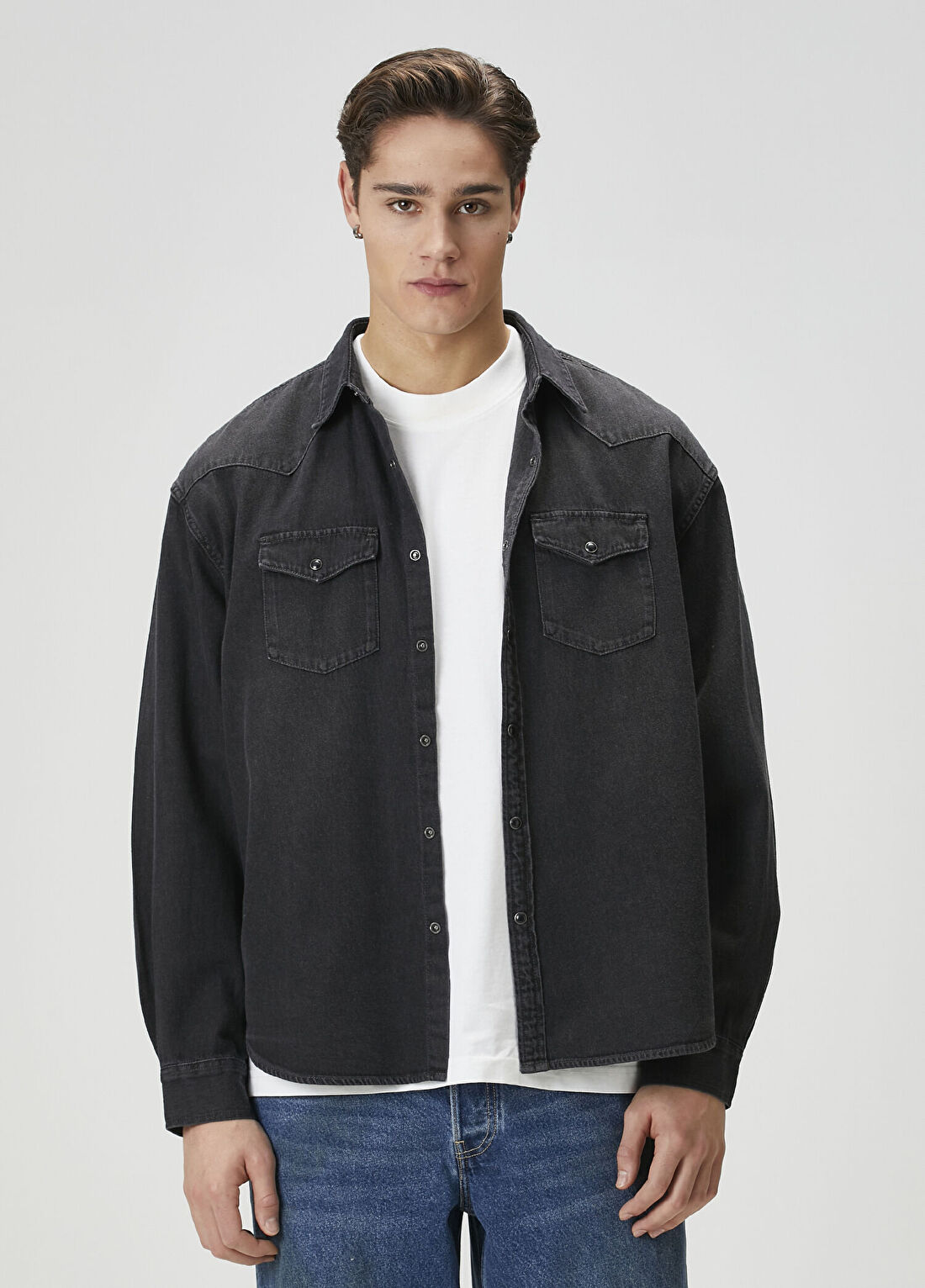 AllSaints Fenton Siyah Denim Gömlek