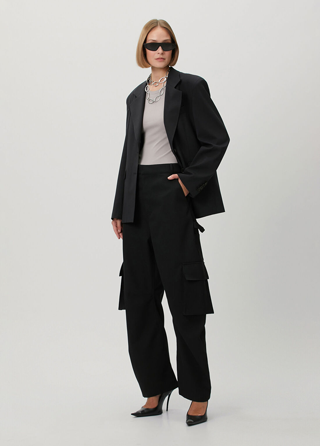 Balenciaga Siyah Yün Kargo Pantolon
