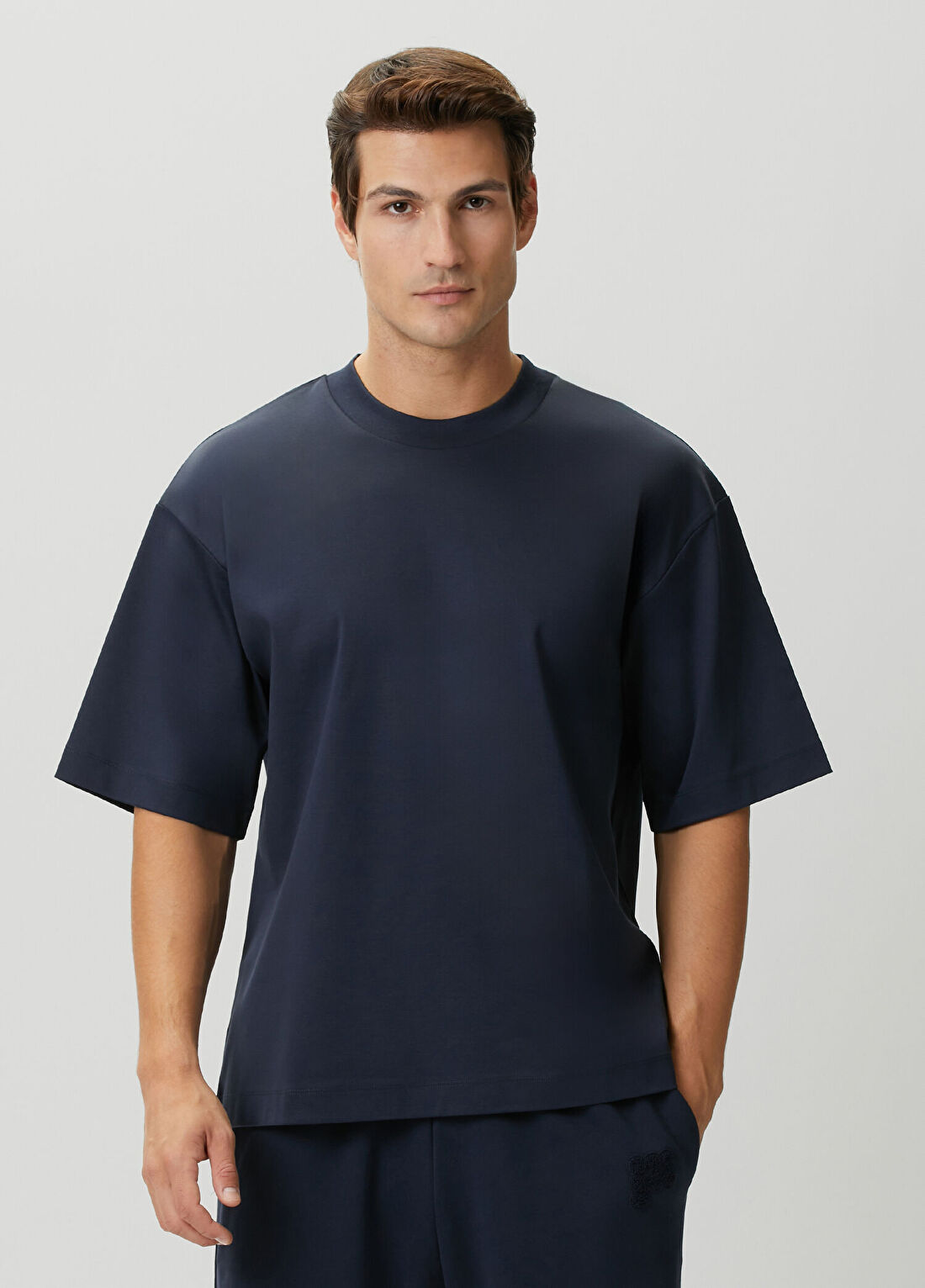 Pangaia DNA Lacivert Logo Baskılı Oversize T-shirt