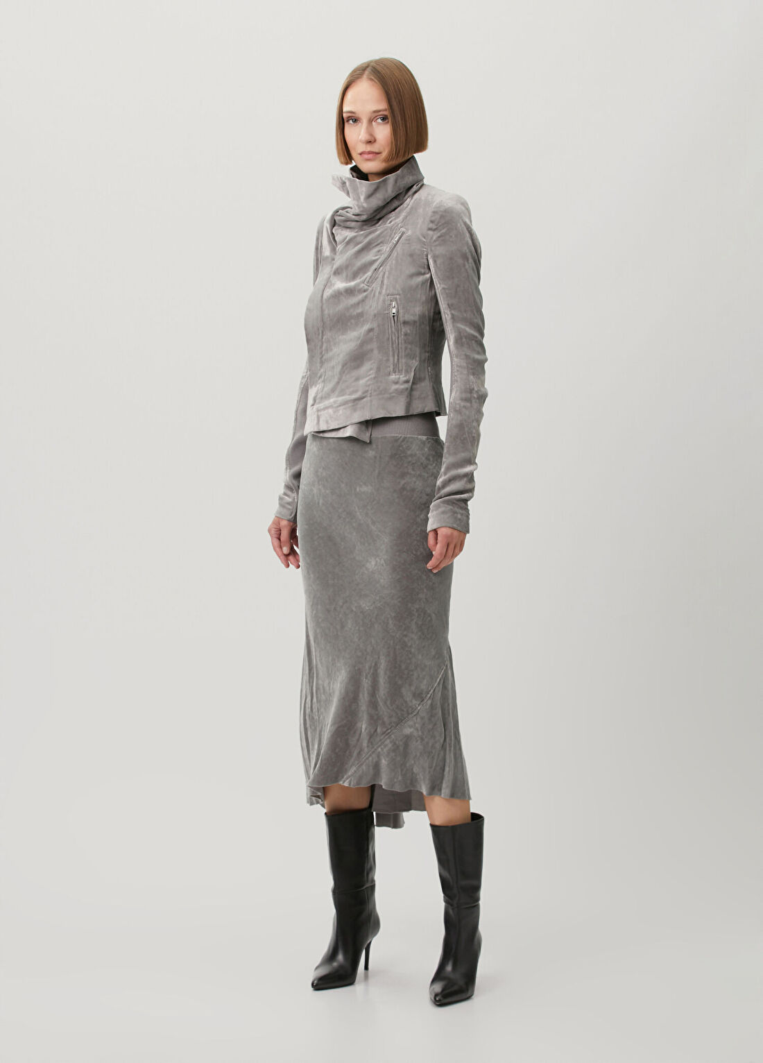 Rick Owens Gri A-Line Midi Etek