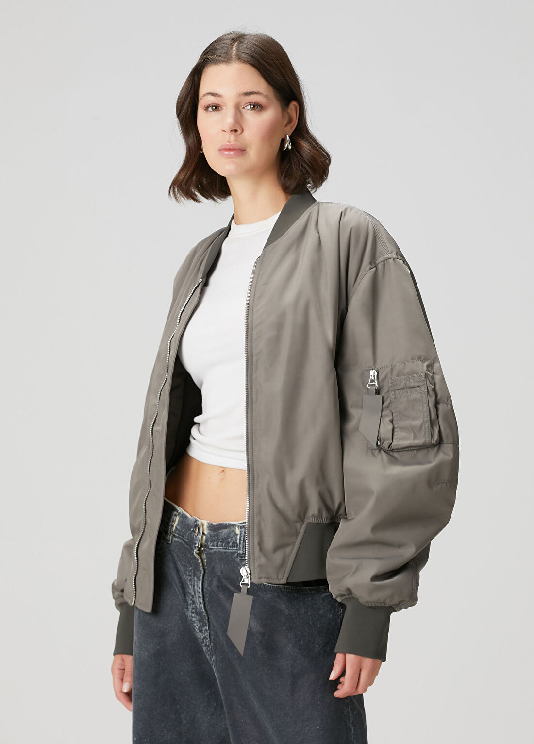 The Attico Anja Gri Bomber Ceket