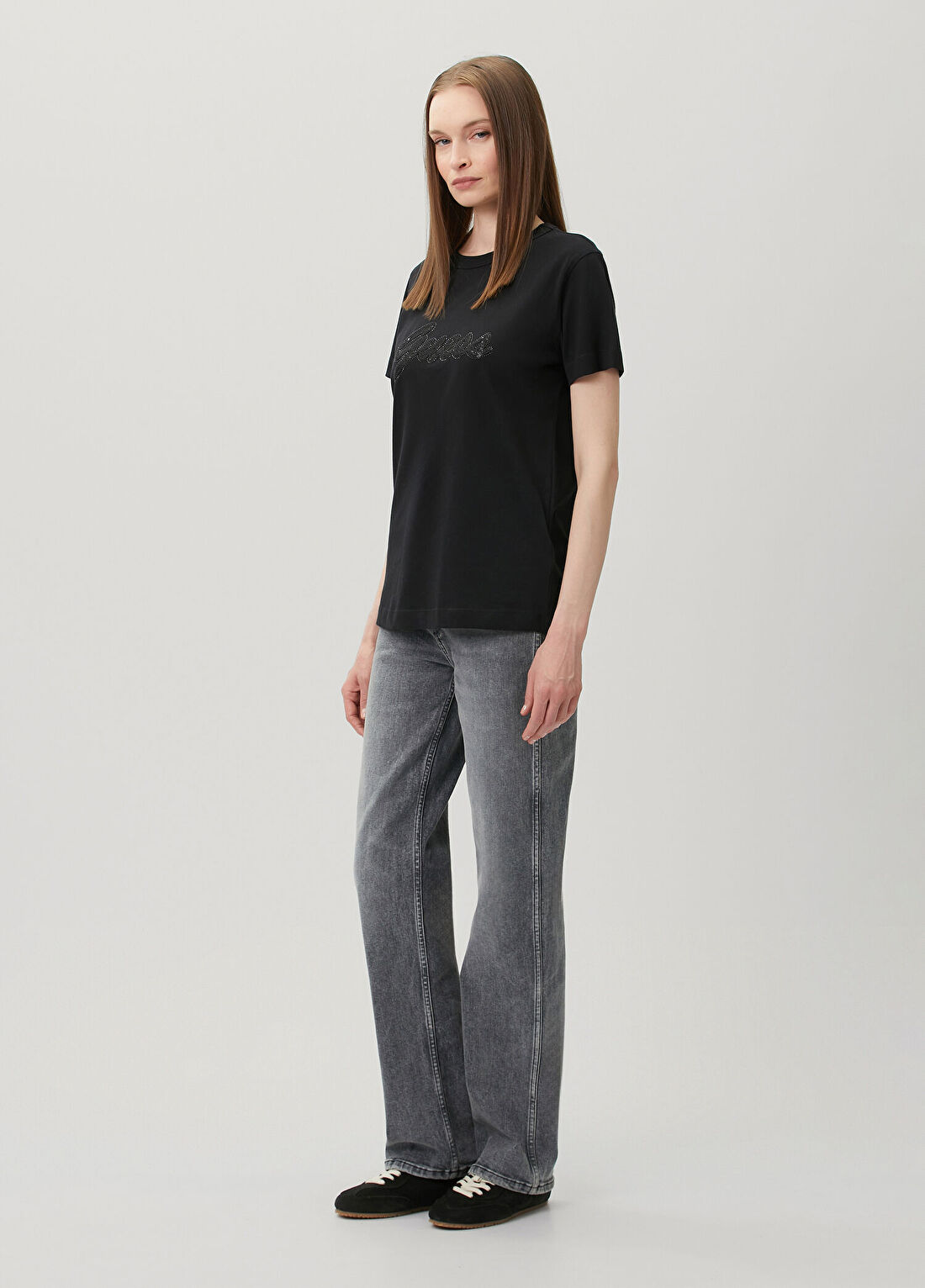 Guess Jersey Boxy Fit Siyah T-Shirt görsel 2