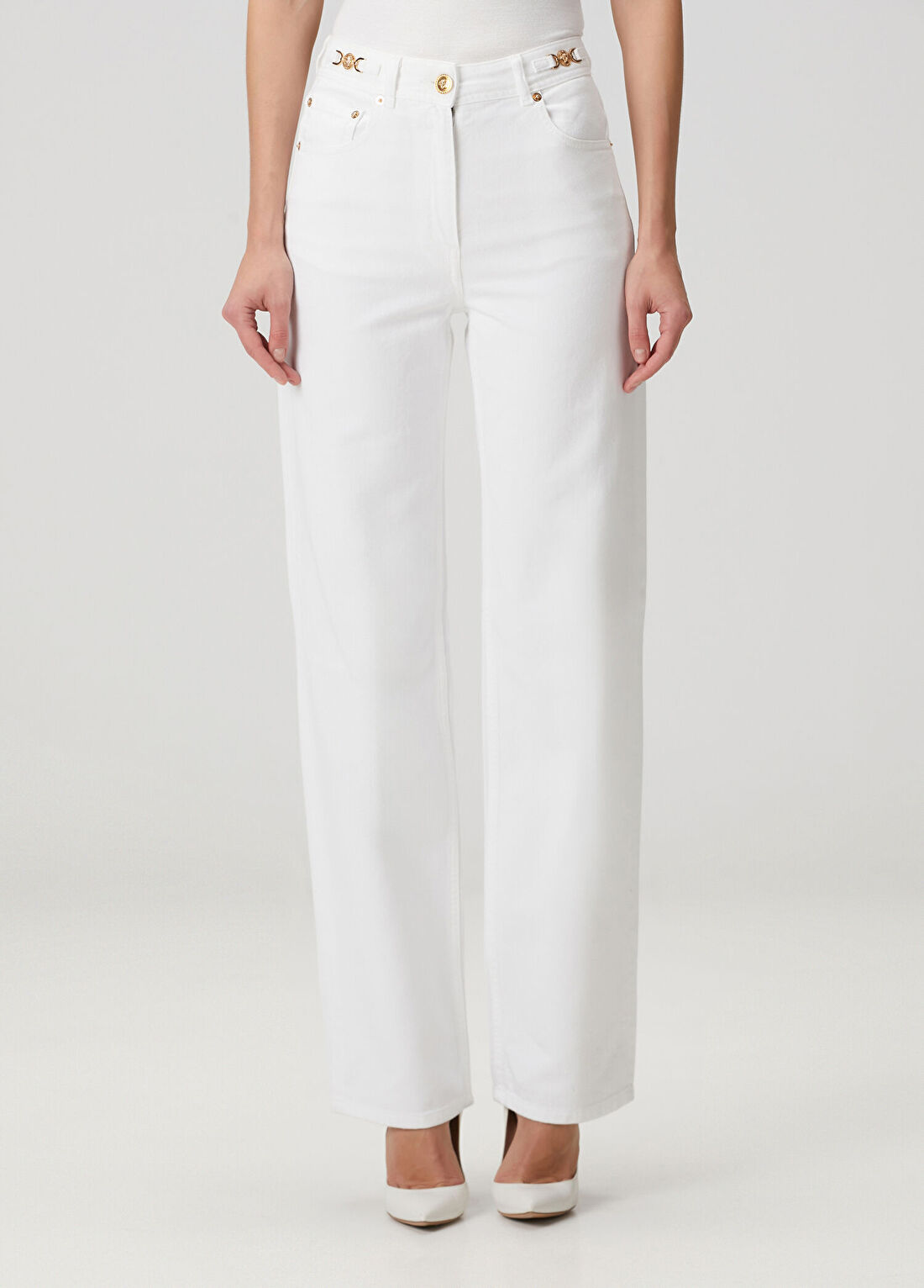 Versace Regular Fit Beyaz Jean Pantolon görsel 2