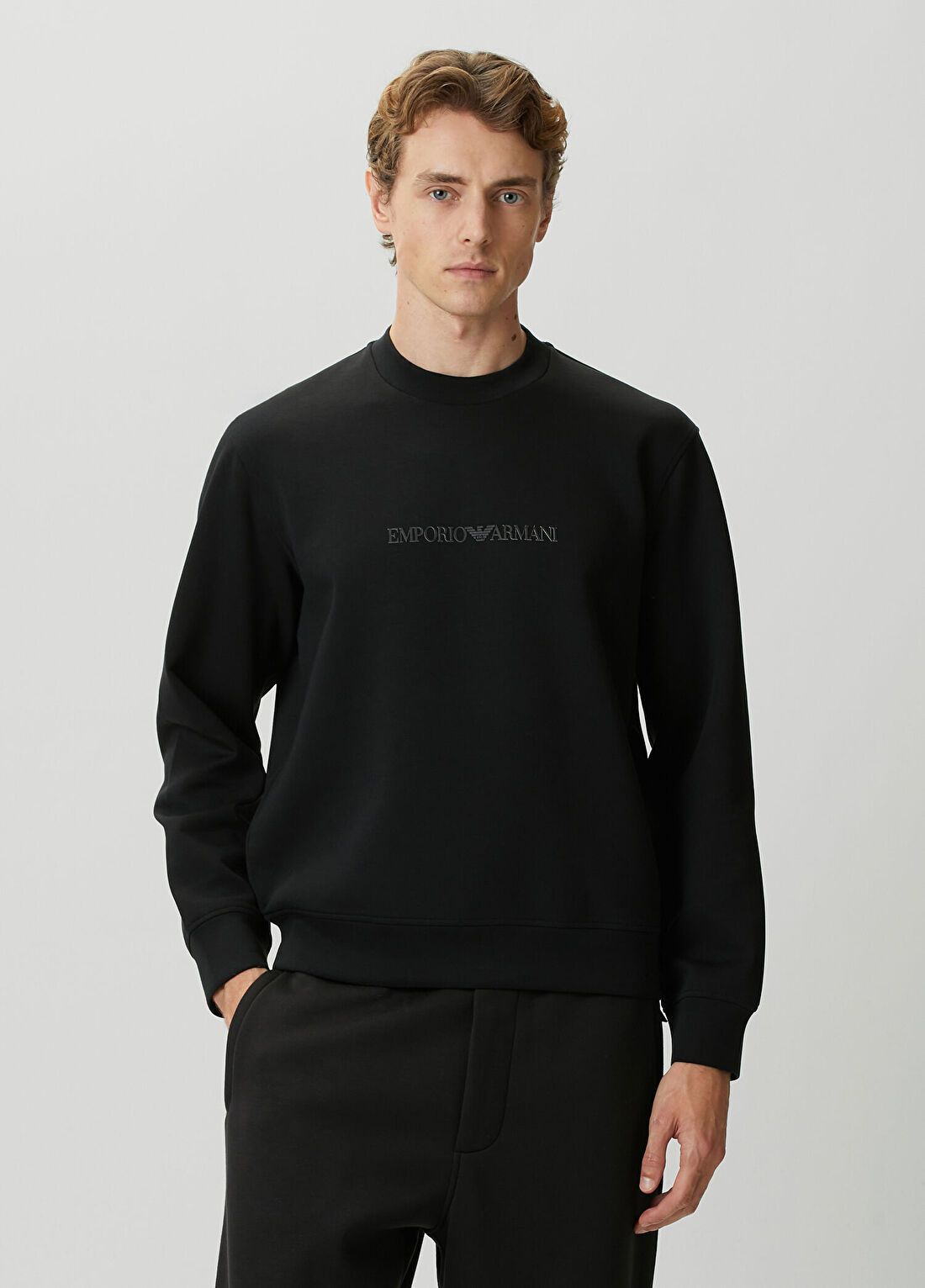 Emporio Armani Siyah Logo Detaylı Sweatshirt