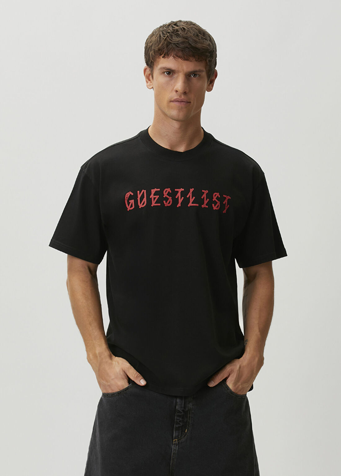 44 Label Group Siyah Logo Baskılı T-shirt