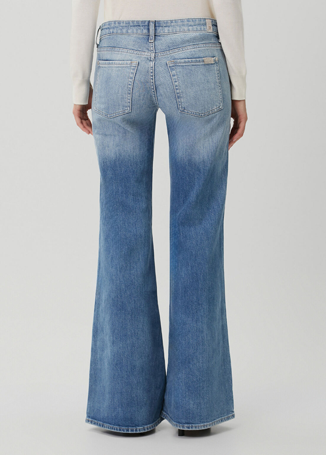 7 For All Mankind Mavi Flared Jean Pantolon görsel 4