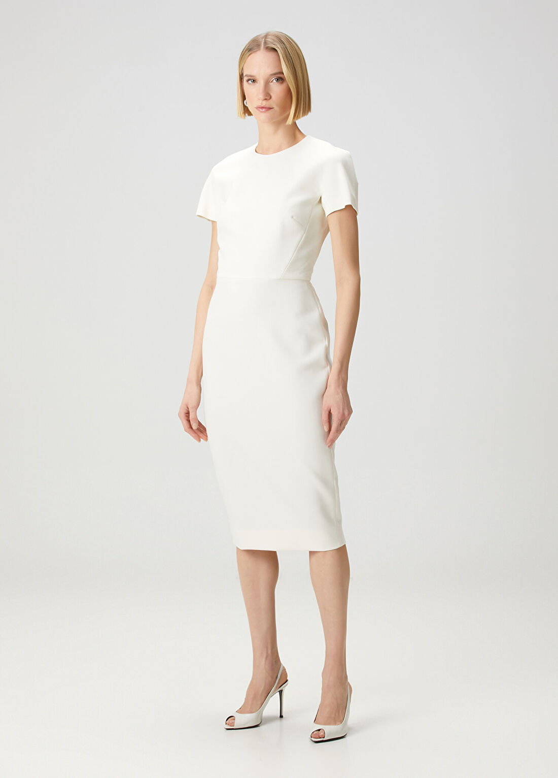 Victoria Beckham Krem Midi Elbise