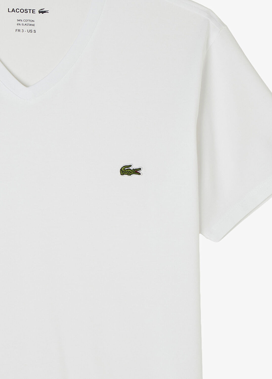 Lacoste Beyaz V Yaka Slim Fit Kısa Kollu Erkek T-Shirt görsel 4