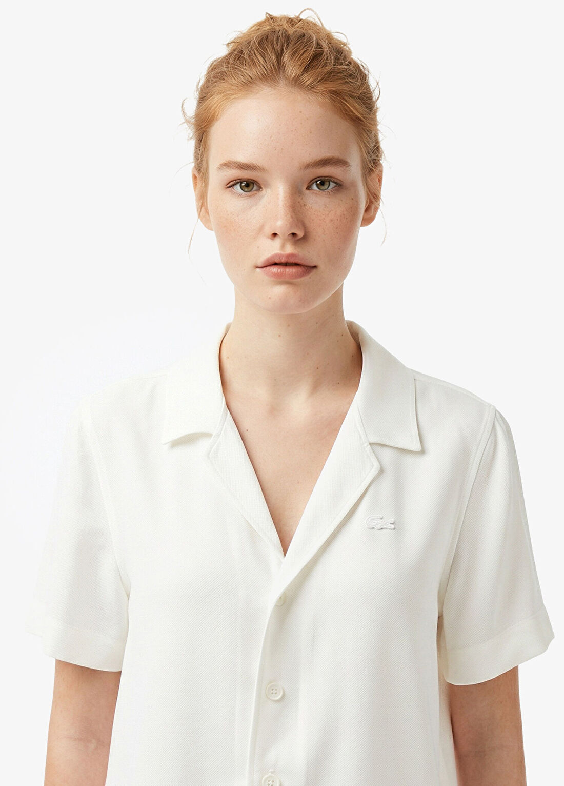 Lacoste Krem Regular Fit Kısa Kollu Kadın Gömlek görsel 2