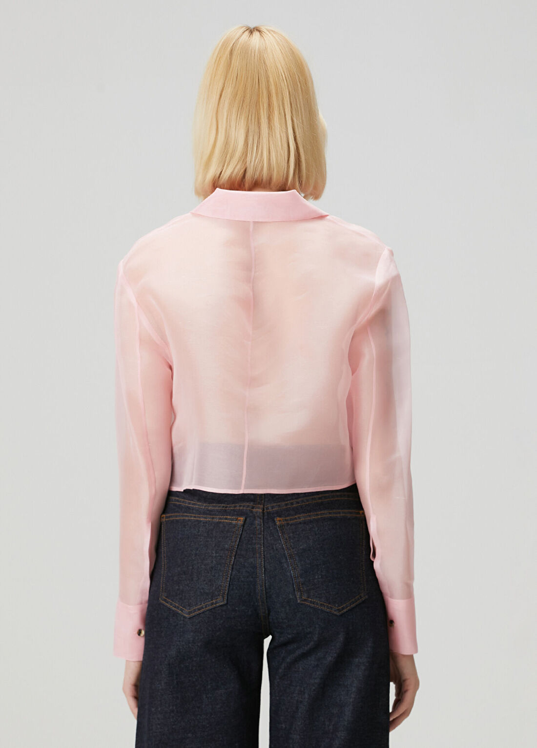 Khaite Jasen Pembe İpek Organza Bluz görsel 4
