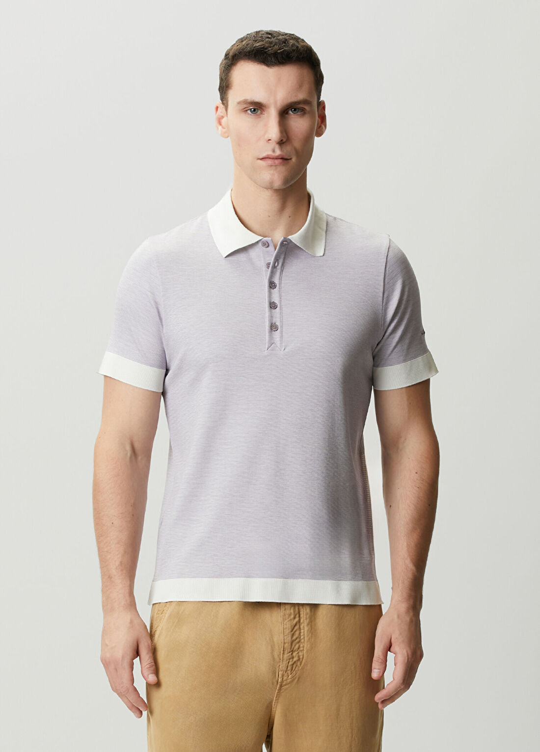 Paul Smith Lila Polo Yaka Çizgi Desenli T-shirt