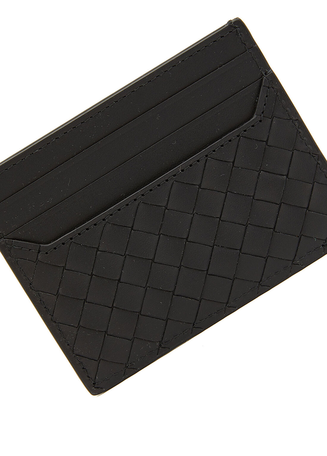 Bottega Veneta Siyah Örgü Dokulu Erkek Deri Kartlık görsel 3