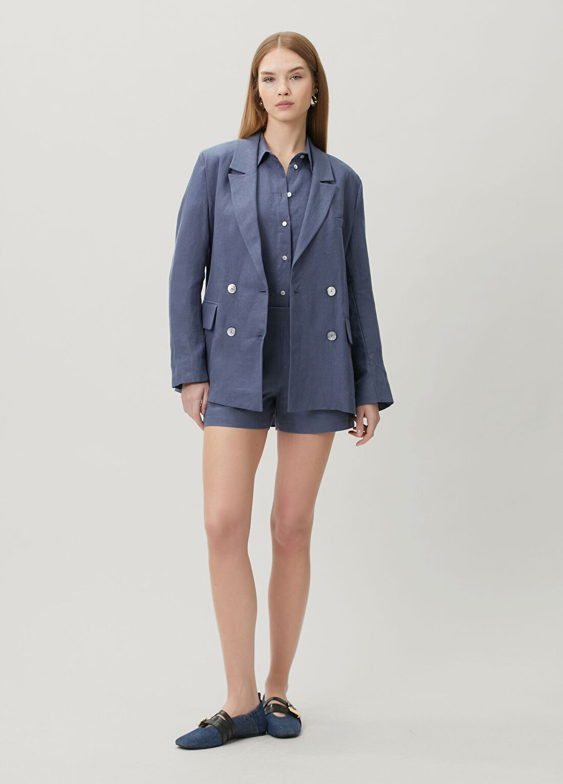 Dor Raw Luxury The Art Of Forgetting Mavi Keten Ceket görsel 2