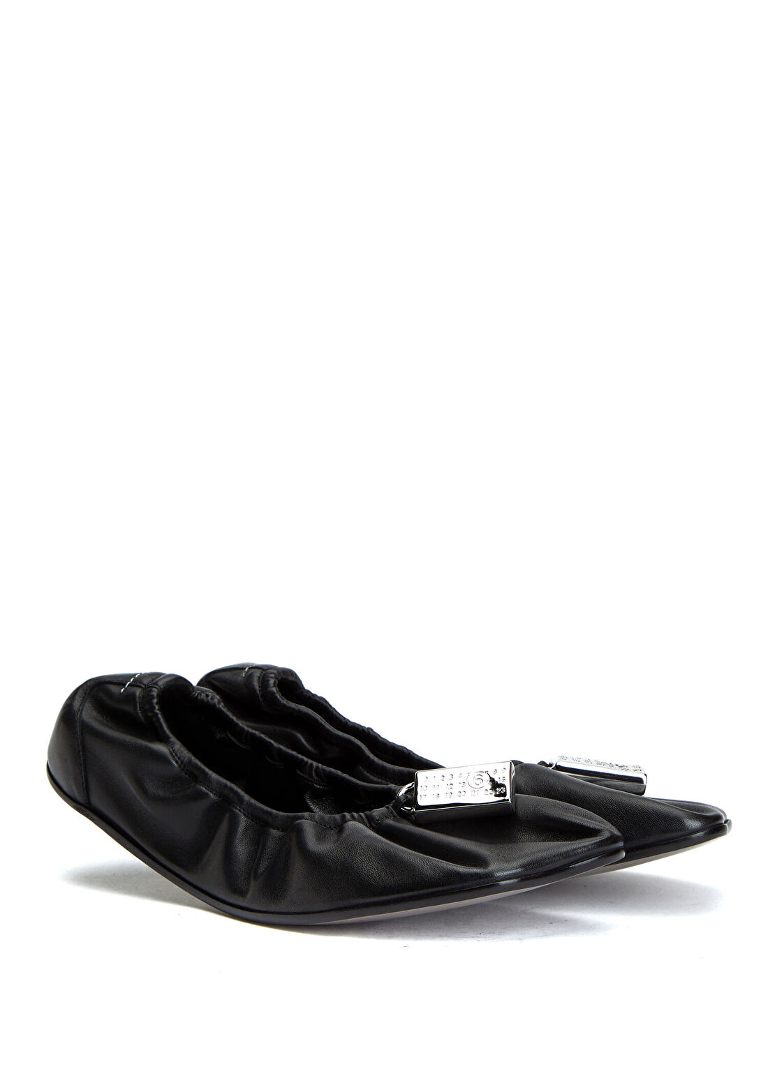 MM6 Maison Margiela Siyah Logolu Deri Babet görsel 2