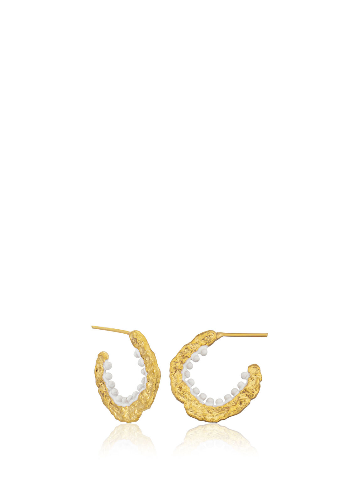 Milou Jewelry Alice Beyaz Mineli 22 Ayar Altın Kaplama Kadın Halka Küpe