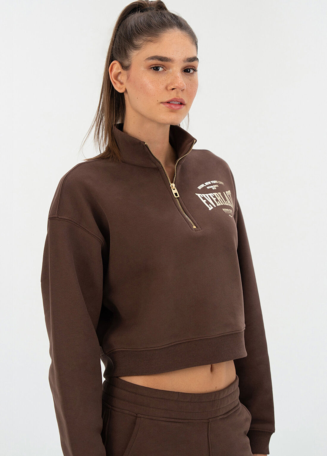 Everlast Bronx NYC Kahverengi Uzun Kollu Kadın Sweatshirt görsel 3